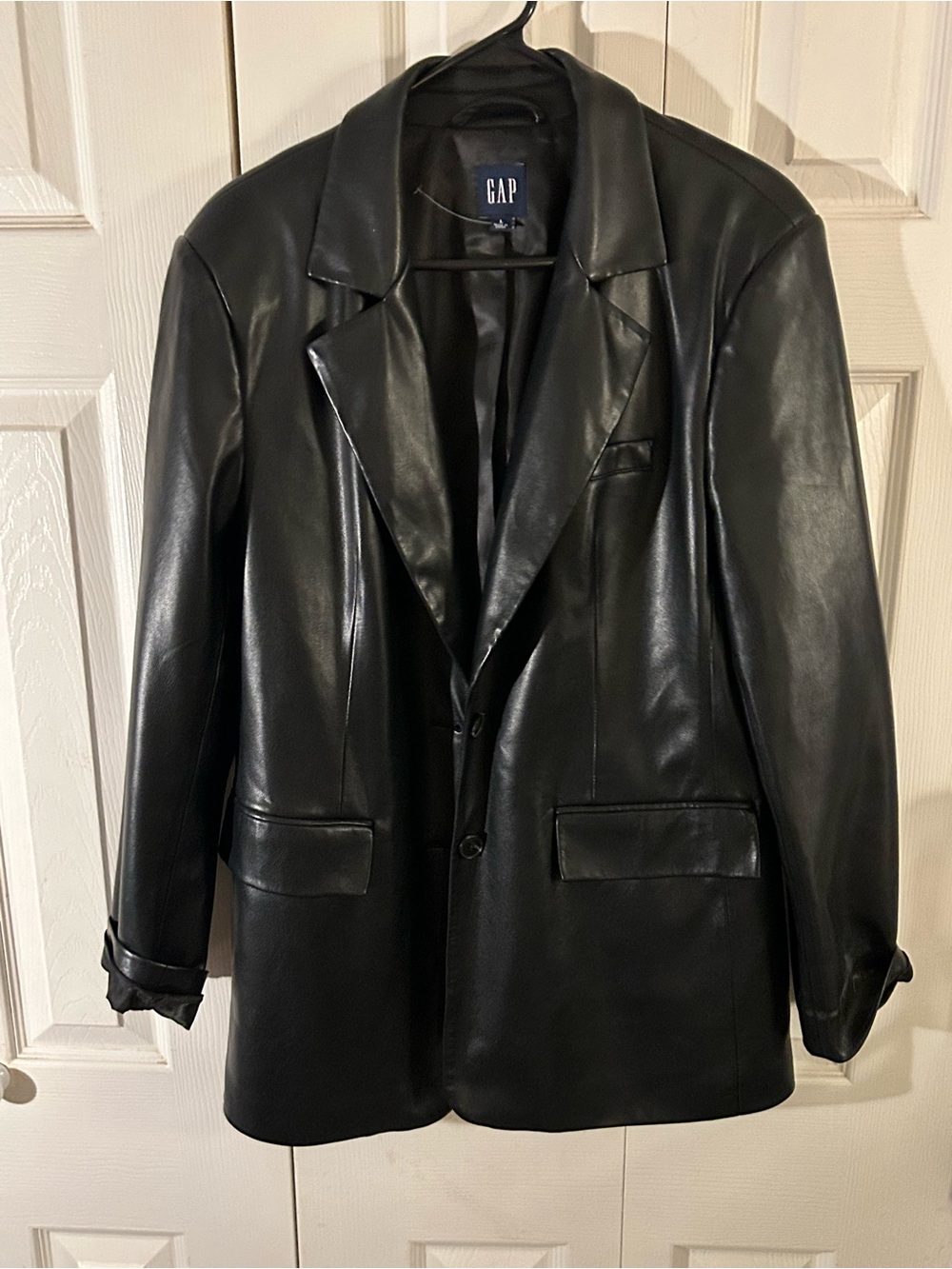 GAP women’s black faux leather blazer, oversized L